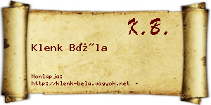 Klenk Béla névjegykártya