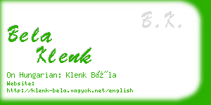 bela klenk business card